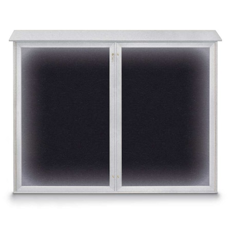 United Visual Products 24"x36" 1-Door Enclosed Outdoor Letterboard, Blue Felt/Satin Alum UV1160D-SATIN-BLUE